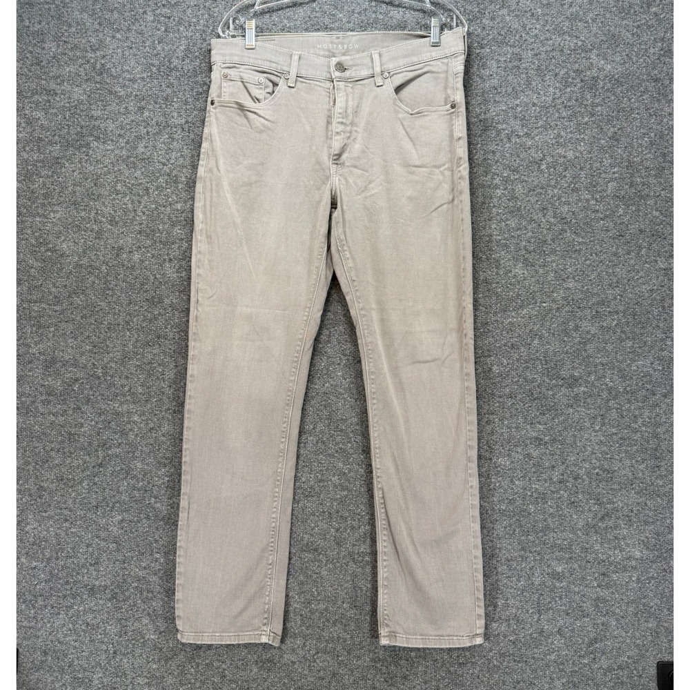 Mott & Bow Jeans Mens 32x30 Gray Stretch Twill Slim Fit Casual Chino Denim Pants